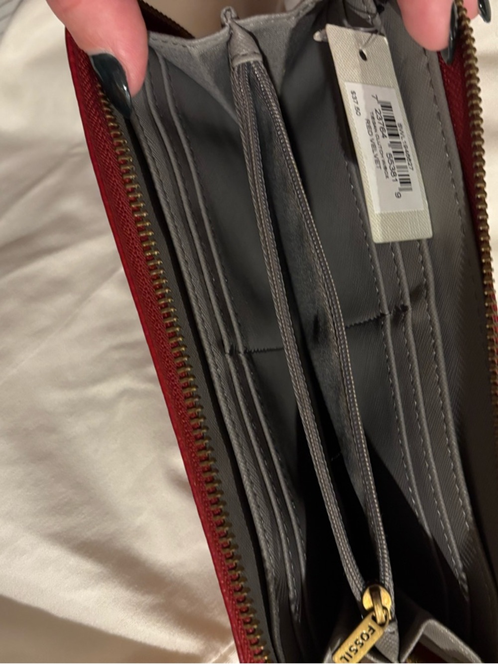 NWT- Fossil Red Zip-Around Wallet with Gold Hardware - Picture 3 of 4